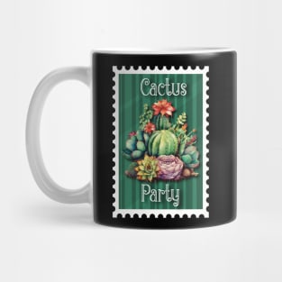 Cactus Party Vintage postage stamp plum watercolor design stamp collector Mug